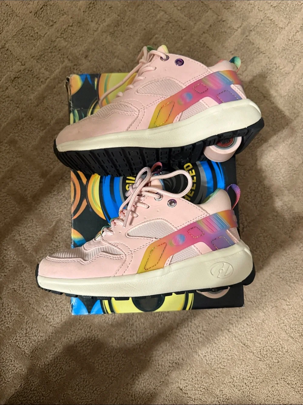 Heelys Pink Sneakers with Rainbow Pull Tabs